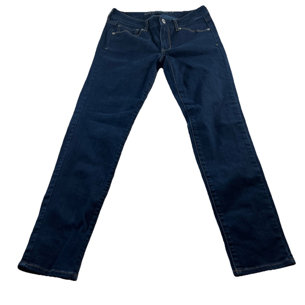 American Eagle Women's Size 6 Stretch Skinny Jeans Dark Blue 29" Ins